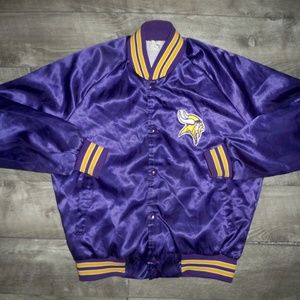 Vtg Minnesota Vikings Chalk Line Satin Jacket Med